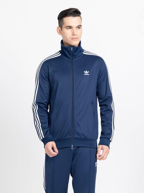 adidas originals beckenbauer blue slim fit high neck track jacket