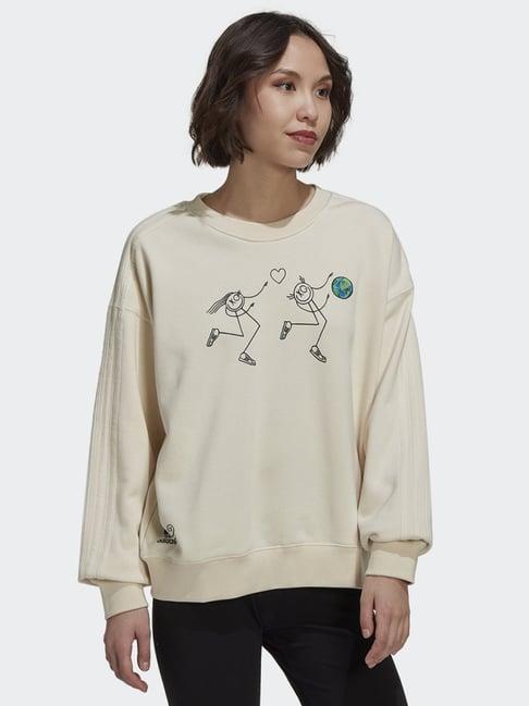 adidas originals beige cotton printed sweatshirt