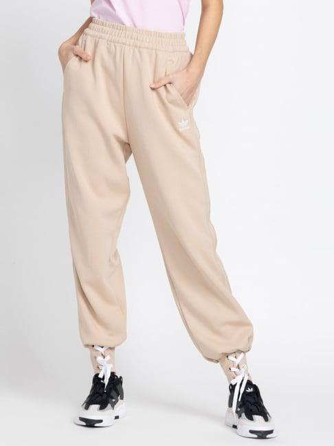 adidas originals beige cotton sports joggers