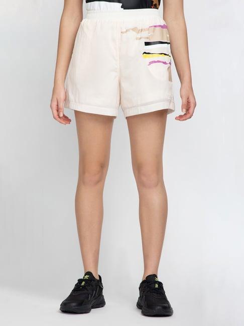 adidas originals beige printed shorts