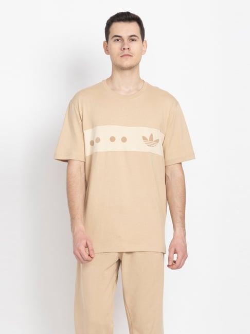 adidas originals beige regular fit printed t-shirt