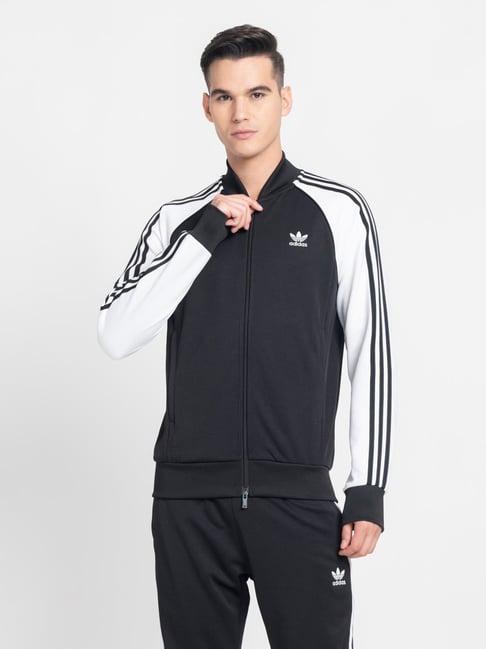 adidas originals black & white regular fit colour block sports jacket