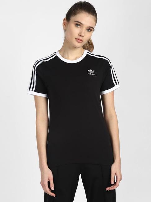 adidas originals black 3 striped t-shirt