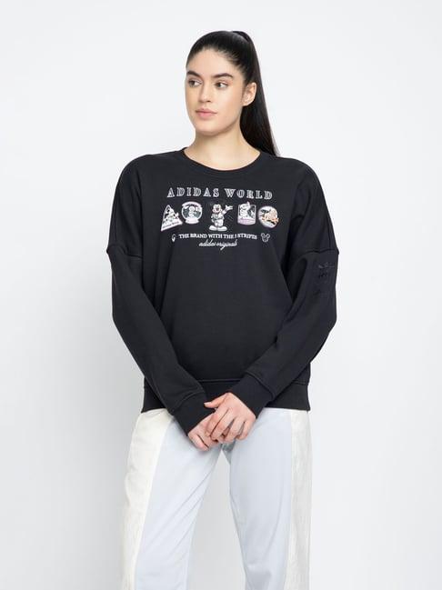 adidas originals black cotton printed sweatshirt