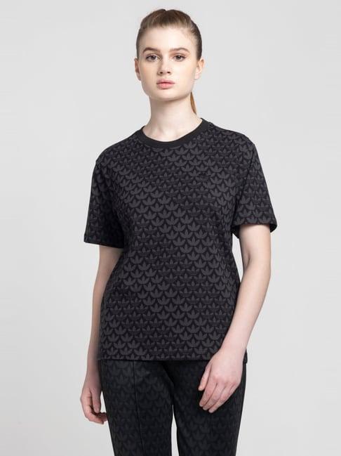 adidas originals black cotton printed t-shirt