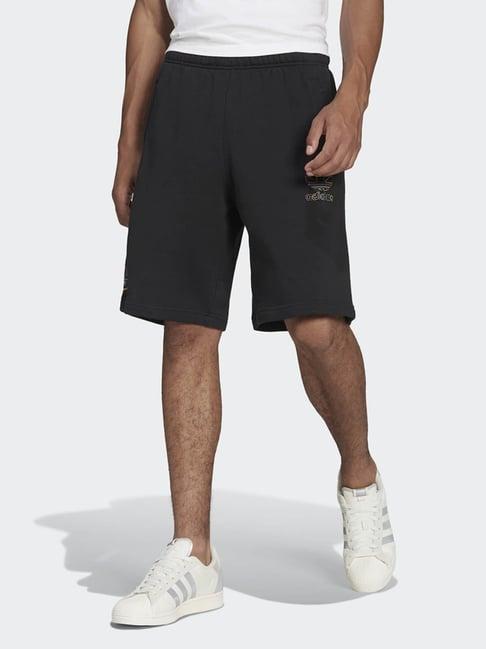 adidas originals black cotton regular fit printed sports shorts