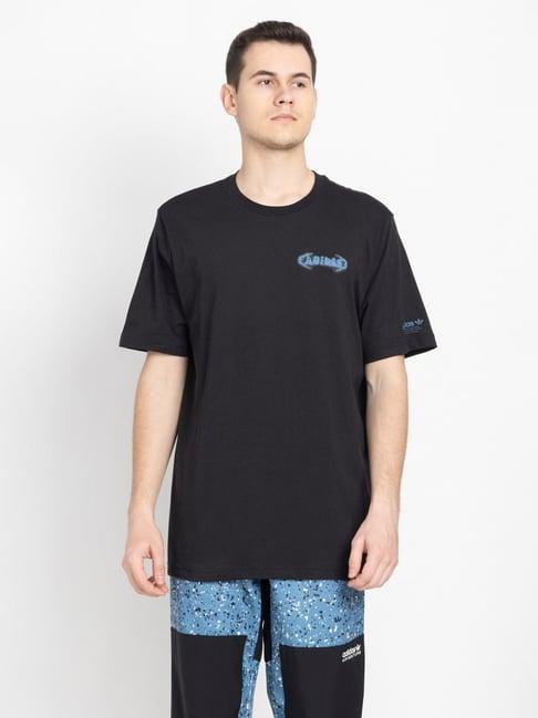 adidas originals black cotton regular fit printed t-shirt