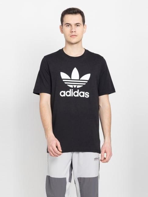 adidas originals black cotton regular fit printed t-shirt