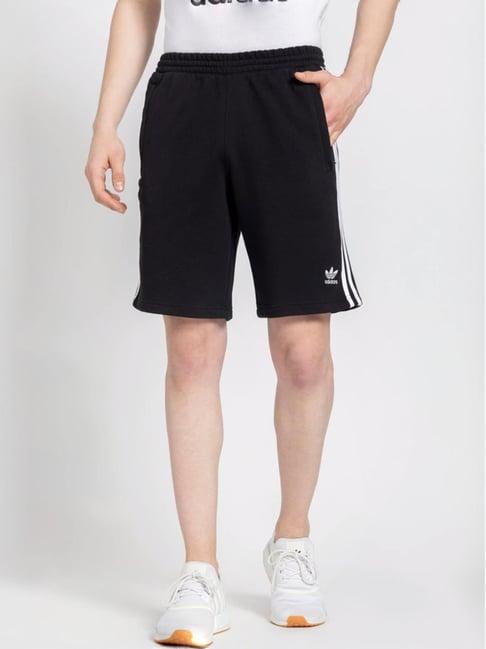 adidas originals black cotton regular fit striped shorts