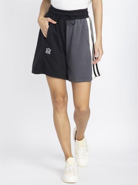 adidas originals black cotton striped shorts