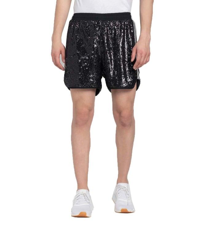 adidas originals black logo sequin regular fit shorts