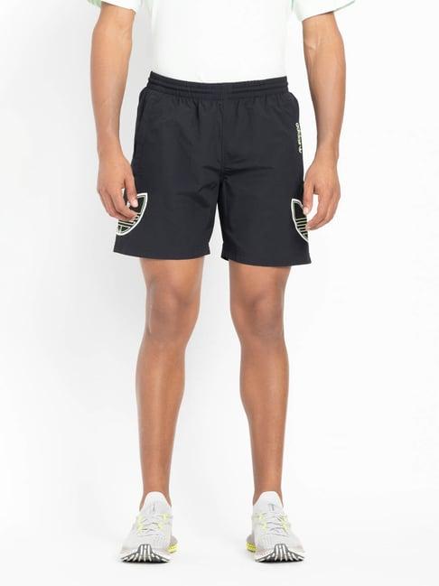 adidas originals black regular fit printed sports shorts