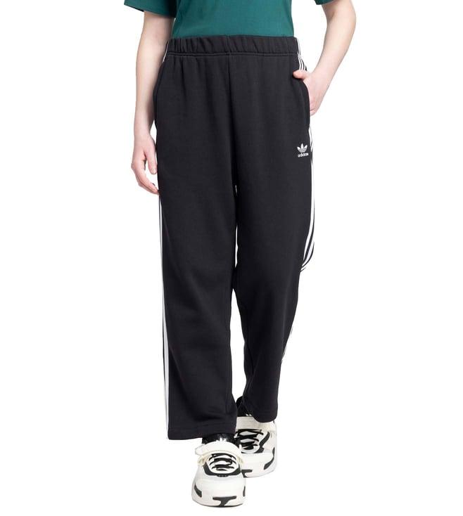 adidas originals black stripes loose fit trackpants