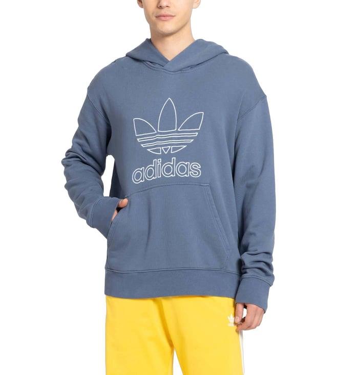 adidas originals blue logo loose fit hoodie