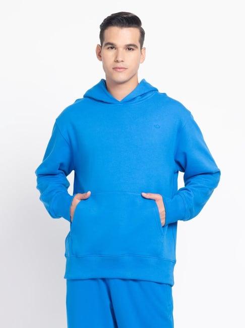 adidas originals blue loose fit hooded sweatshirt