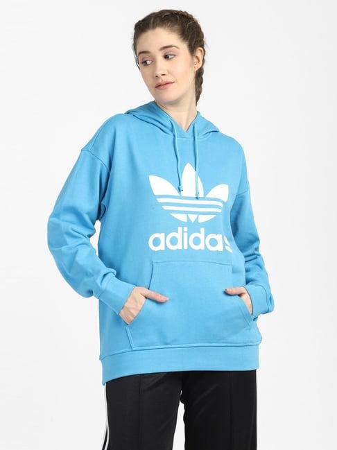 adidas originals blue printed trf hoodie sweatshirt
