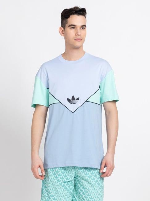 adidas originals blue regular fit cotton crew t-shirt