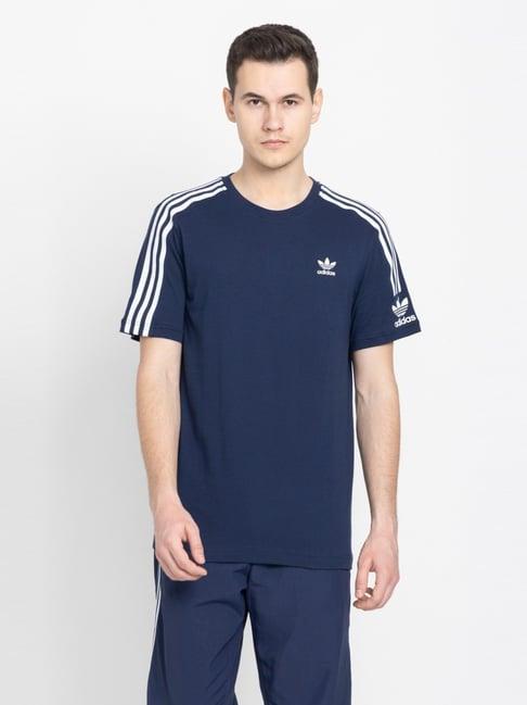 adidas originals blue regular fit striped t-shirt