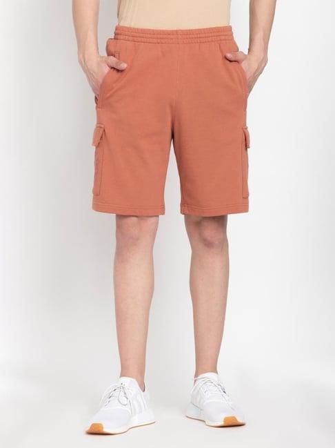 adidas originals brown cotton regular fit printed sports shorts