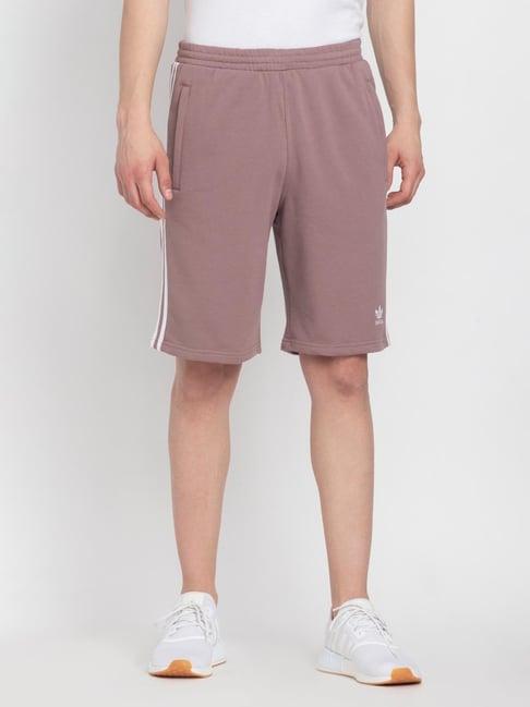 adidas originals brown cotton regular fit striped sports shorts