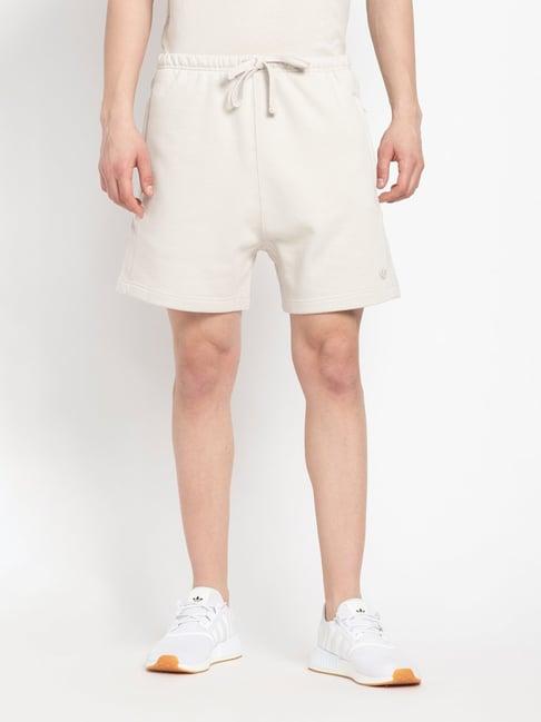 adidas originals essentials beige regular fit cotton shorts