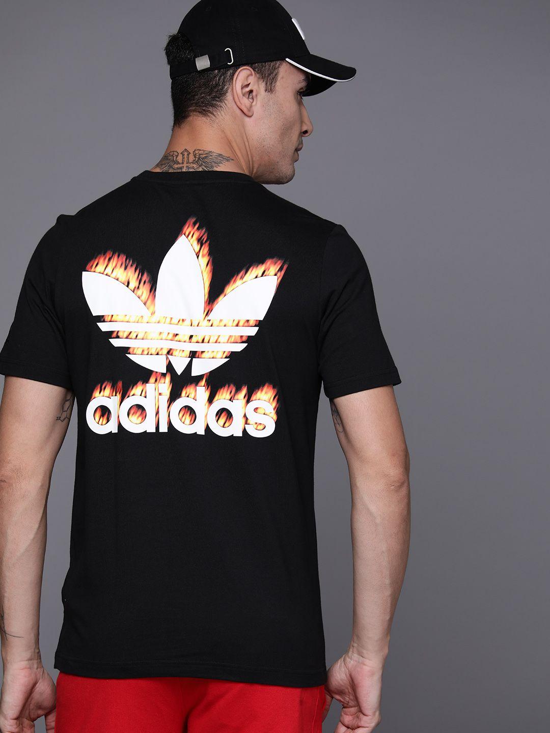 adidas originals graphics fire trefoil brand logo printed pure cotton t-shirt