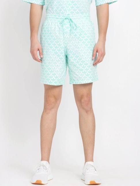 adidas originals green cotton regular fit logo printed shorts