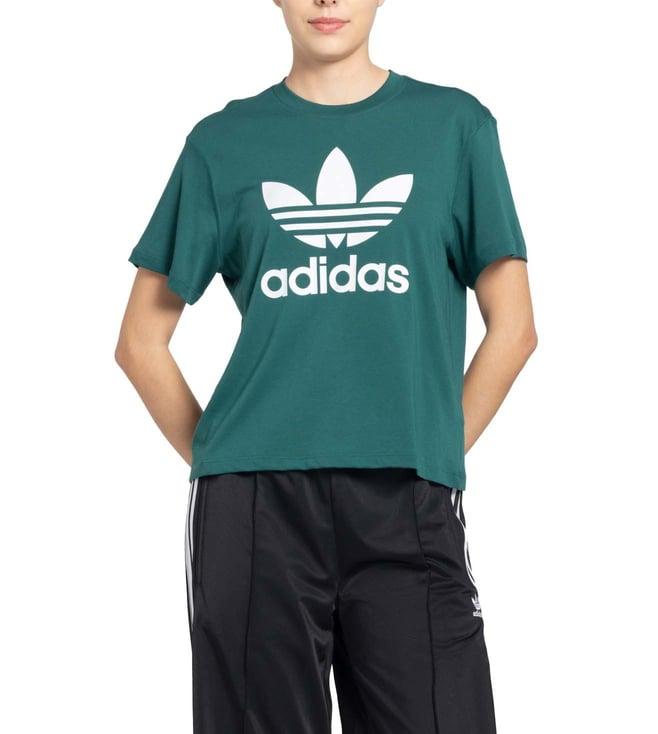 adidas originals green logo loose fit t-shirt