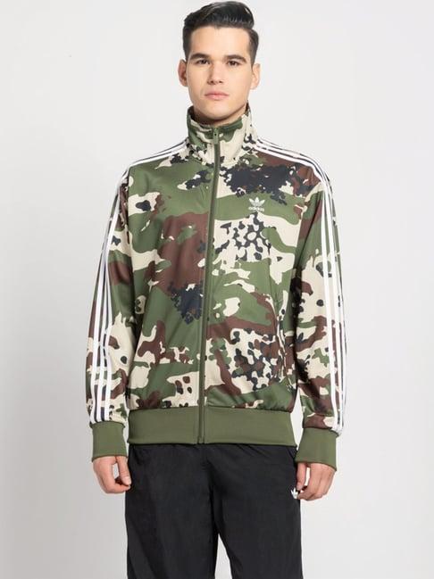 adidas originals green regular fit camouflage jacket