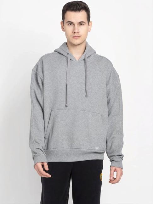 adidas originals grey cotton regular fit hooded jacket