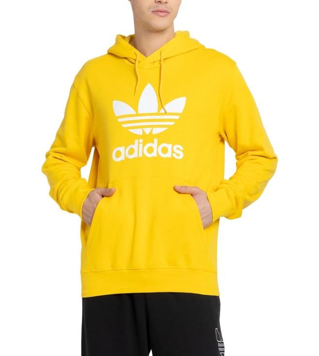 adidas originals men's yellow trefoil regular fit hoodie