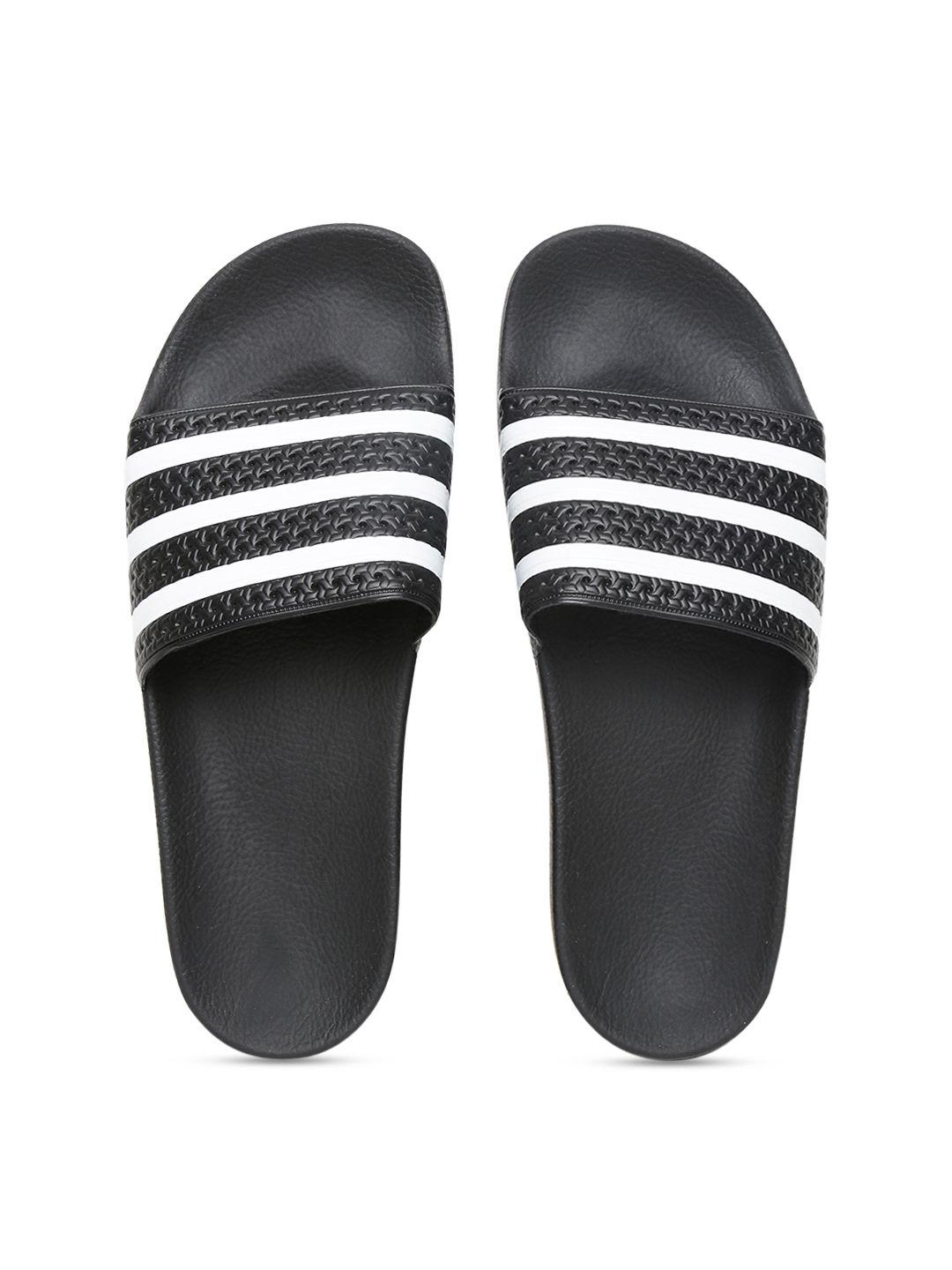 adidas originals men black adilette striped flip-flops