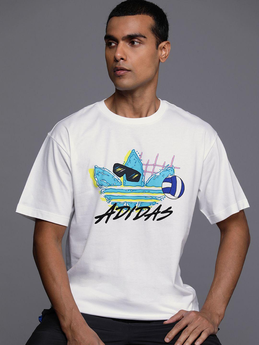 adidas originals men printed beach trefoil pure cotton t-shirt