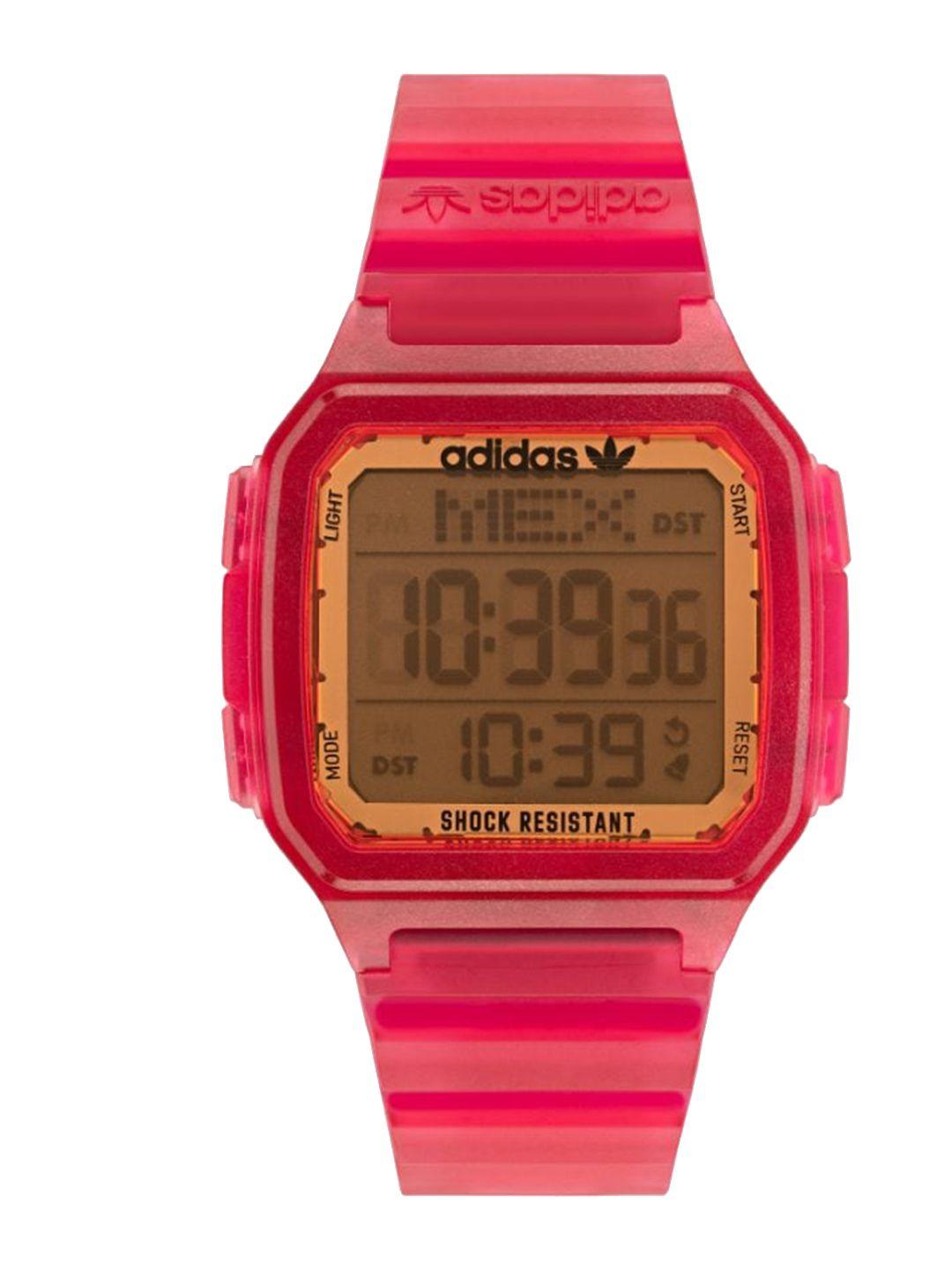 adidas originals men square shape dial & textured straps digital watch aost22052
