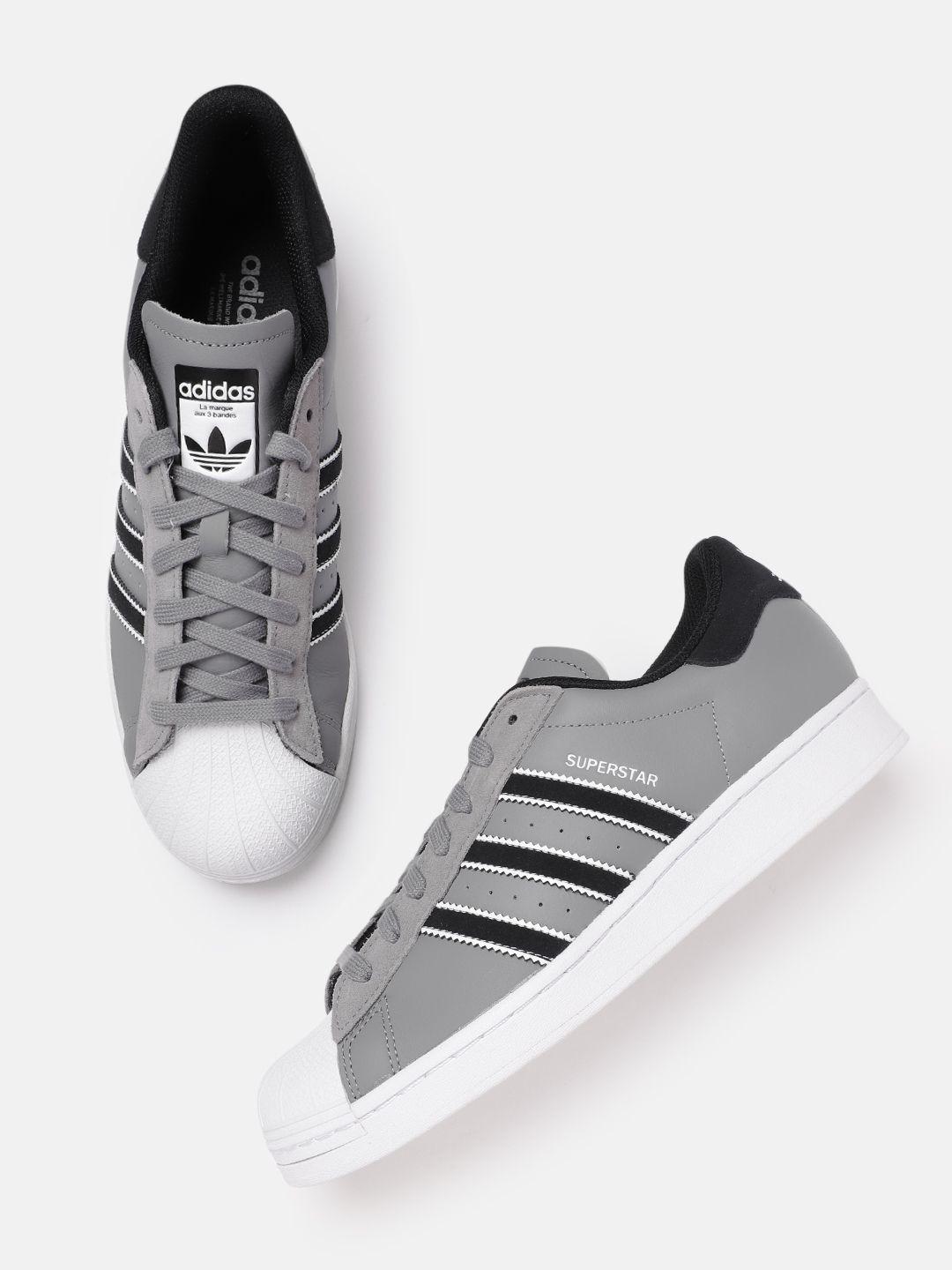 adidas originals men striped detail leather superstar sneakers