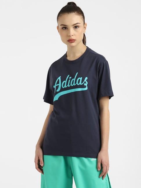 adidas originals navy graphic print t-shirt