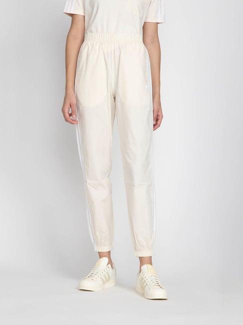 adidas originals off white striped regular fit poplin tp joggers