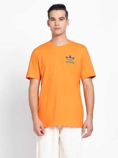 adidas originals orange loose fit printed t-shirt