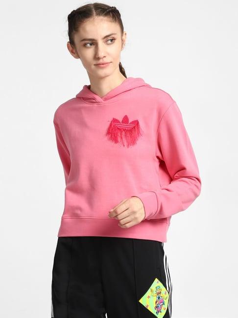 adidas originals pink embroidered hoodie