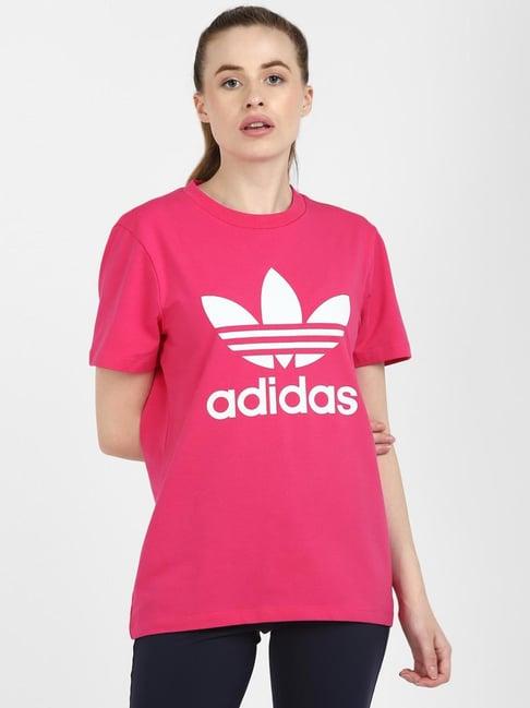 adidas originals pink graphic print t-shirt