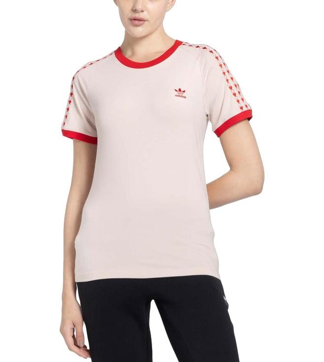 adidas originals pink logo slim fit t-shirt