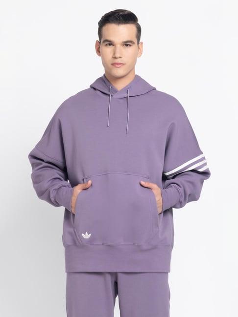 adidas originals purple loose fit hooded sweatshirt