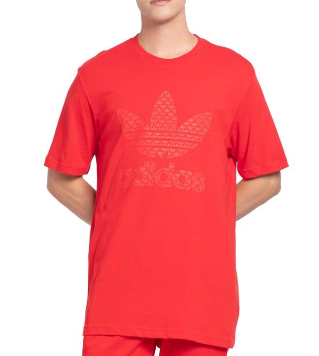 adidas originals red logo regular fit t-shirt