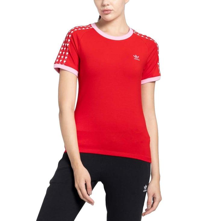 adidas originals red logo regular fit t-shirt
