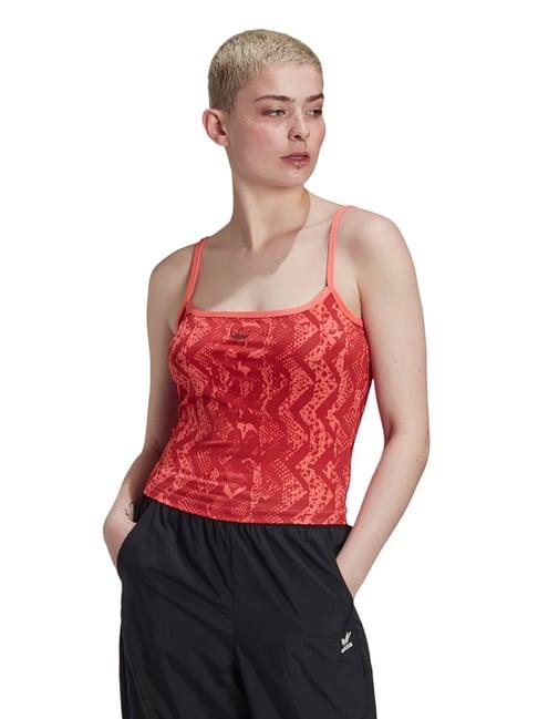 adidas originals red printed crop top