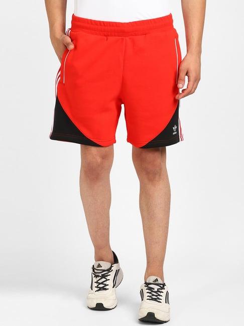 adidas originals red regular fit striped shorts