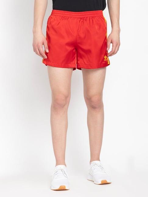 adidas originals red regular fit striped sports shorts