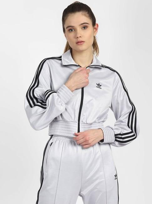 adidas originals silver striped crop jacket