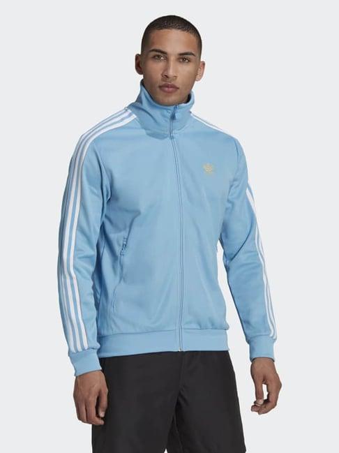 adidas originals sky blue regular fit striped sports jacket