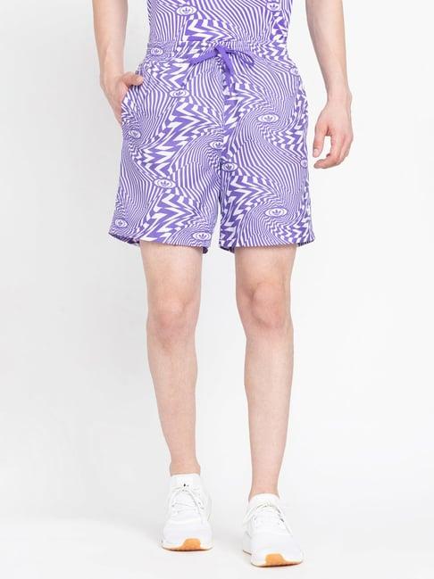 adidas originals white & purple regular fit allover print shorts